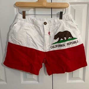 Chabbies men’s large California USA bear shorts button zip front. 5.5 Inseam